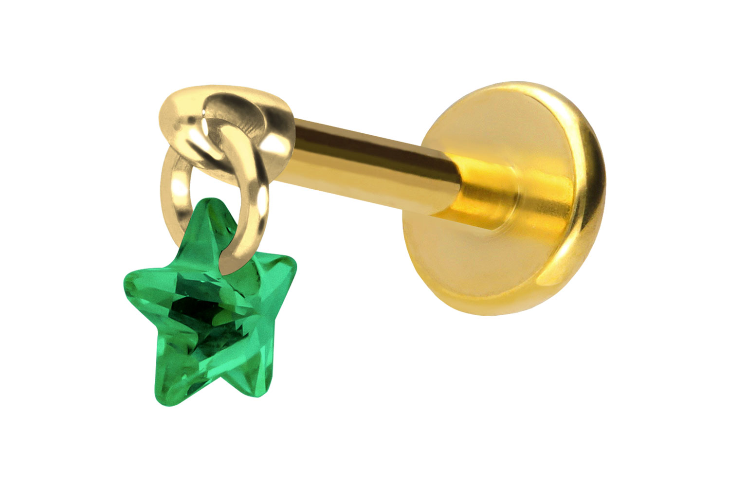 Titan Labret Piercing mit Push Fit KRISTALLSTERN